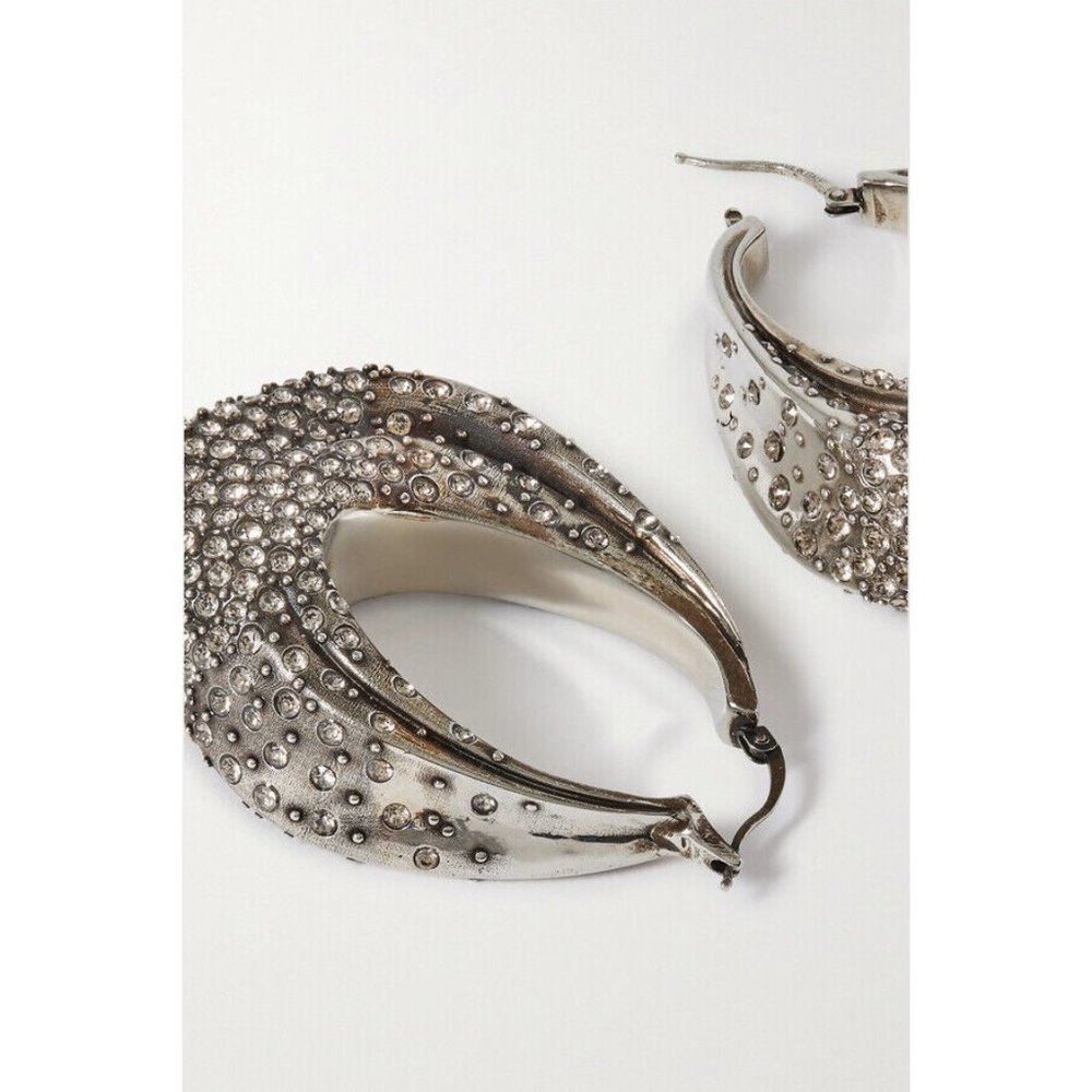 NIB $1200 ALEXANDER MCQUEEN SCULPTURAL PAVE CRYSTAL HOOP EARRINGS SOLD OUT!!! - Picture 3 of 8